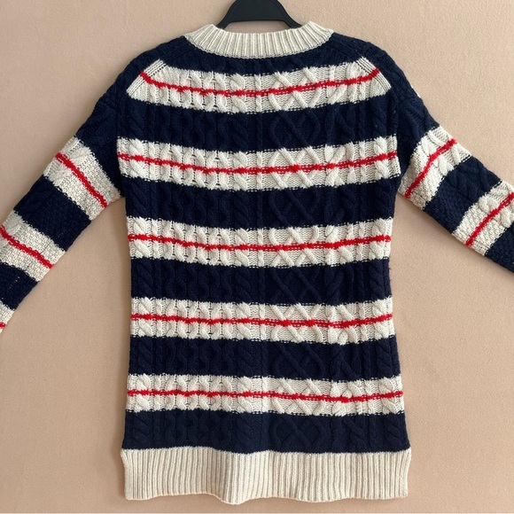 JCrew Chunky Preppy Gabby Striped Cable Knit Merino Wool Blend Sweater in Small - Picture 11 of 16